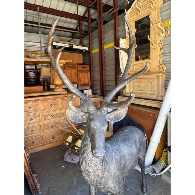 American Late 20th Century Life Size Bronze Cast Buck and Doe Deer Statues, 2 Pieces For Sale - Image 3 of 12