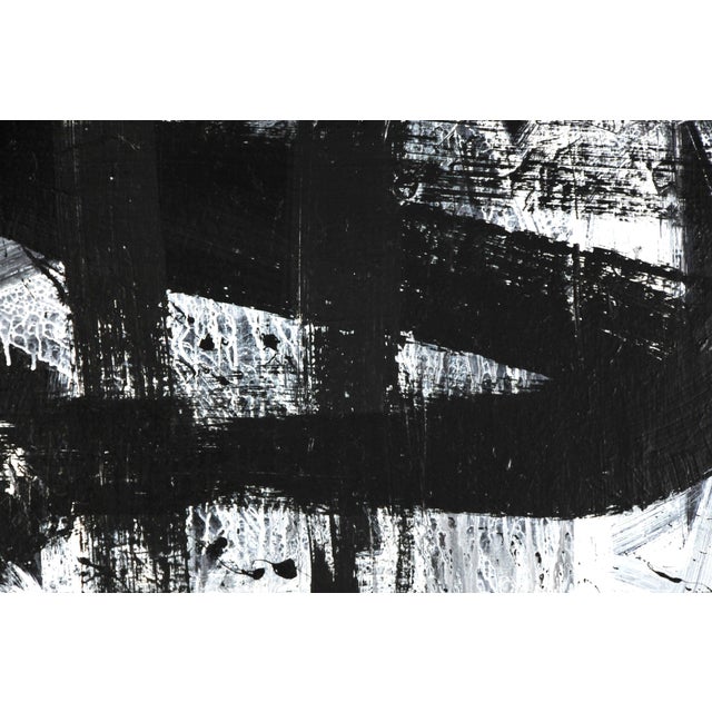 Mid-Century Modern "Gray Runs With Black Whites" Contemporary Abstract Acrylic Painting by Robbie Kemper For Sale - Image 3 of 6