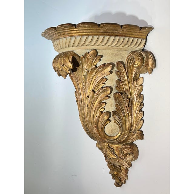 Pair 19th Century Large Carved Giltwood Wall Brackets in Italian Baroque Style For Sale In New York - Image 6 of 8