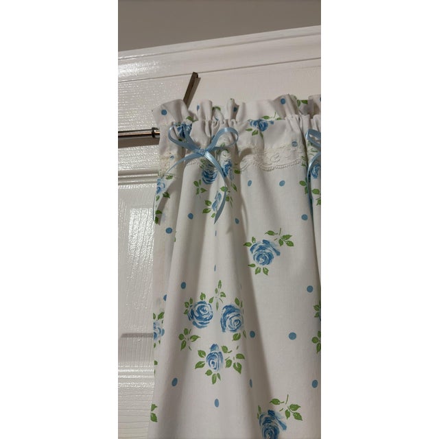 French Provincial Upcycled Blue Floral Valance Handmade New For Sale - Image 3 of 6