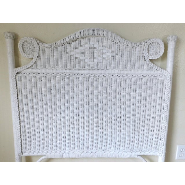 Pair Vintage C1980s Ornate White Wicker Twin Size Headboards For Sale In West Palm - Image 6 of 18