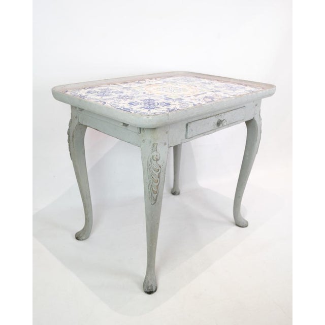 Rococo Grey Painted Tiled Table, 1780s For Sale - Image 3 of 13