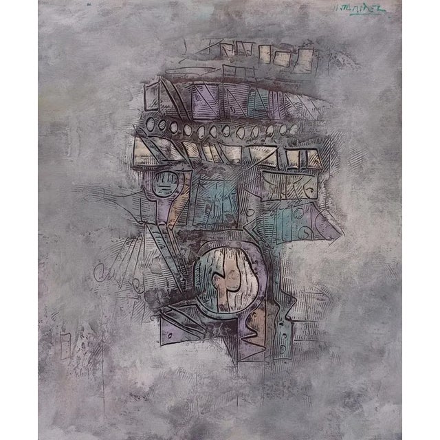 Textile Hector Ramirez Ortega, Composition, 1989, Mixed Media on Canvas For Sale - Image 7 of 7