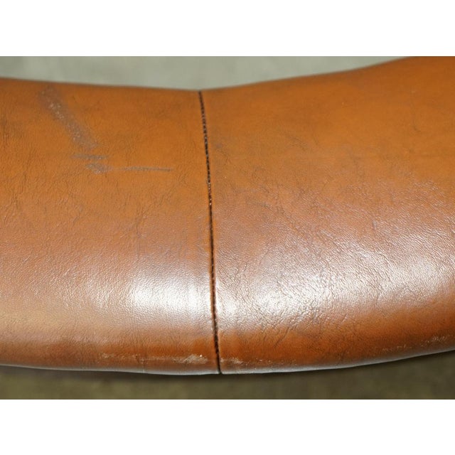 Antique Victorian Demi Lune Brown Leather Club Fender with Pierced Metal, 1880s For Sale - Image 10 of 18