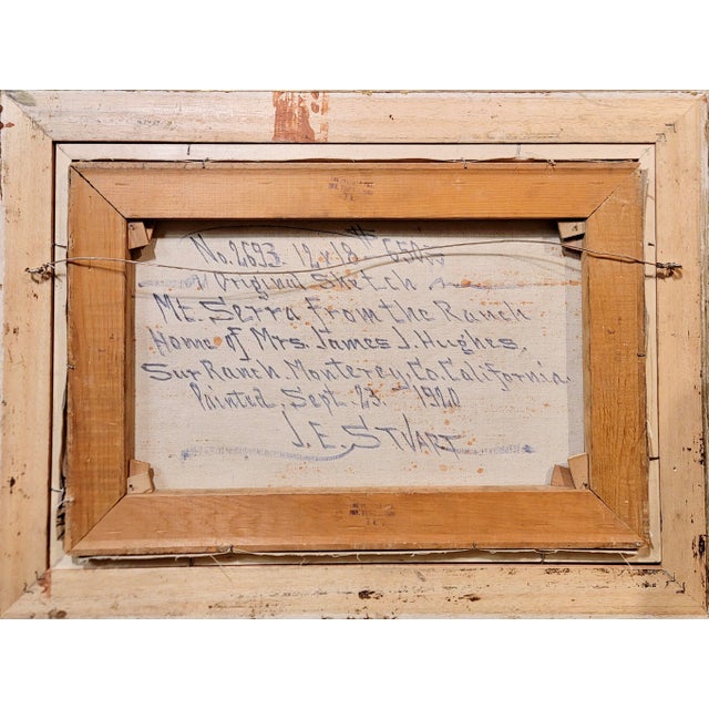 James Everett Stuart-1920s Junipero Serra Peak on a Ranch House Landscape-Oil Painting For Sale - Image 9 of 9