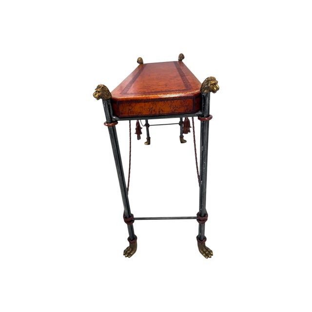 Late 20th Century Egyptian Revival Neoclassical -Style Leather Top Console Table by Maitland Smith For Sale - Image 5 of 11