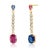 2020s 14 Karat Yellow Gold Double Tiered Alternating Ruby and Sapphire Drop Earrings - 2 Pieces For Sale - Image 5 of 10