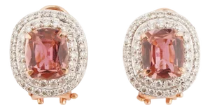 Natural diamond 1.68cts & pink tourmaline3.85cts earring in 18k gold