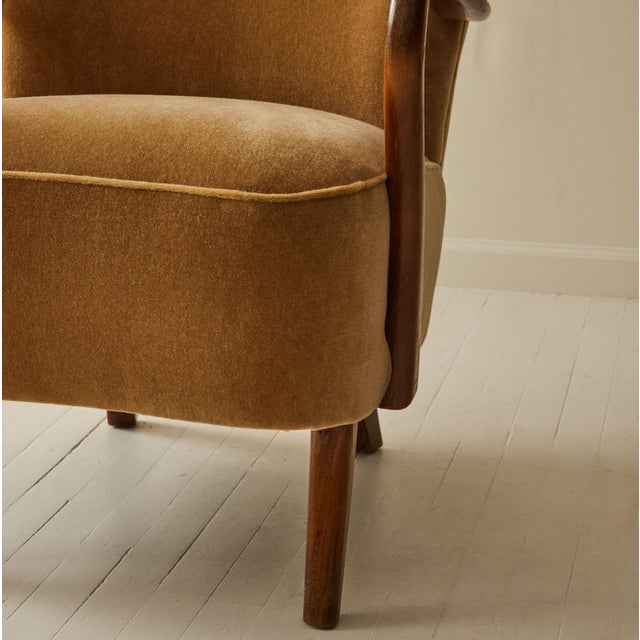1940s Danish Modern Alfred Christiansen Beech Wood and Mohair Chair, 1940's. For Sale - Image 5 of 7