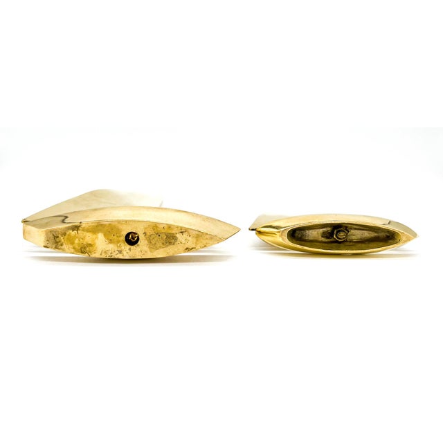 Vintage Nautical Brass Sailboat Sculptures a Pair – Mid-Century Modern / Coastal Style For Sale - Image 10 of 10