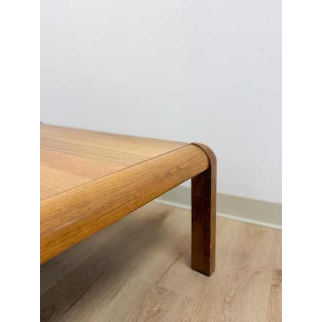 Wood Vintage Lane Altavista Walnut Coffee Table MCM Square Blonde Wood Round Edges For Sale - Image 7 of 12