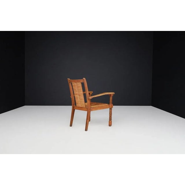 Wood Oak and Rush Armchairs by Charles Dudouyt, France, 1940s, Set of 2 For Sale - Image 7 of 10