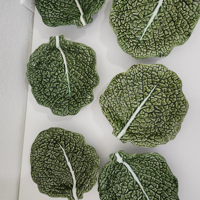 Green Portugese Majolica Trompe l'Oeil Textured Cabbage Bowl Set Mid Century- 10 For Sale - Image 8 of 18