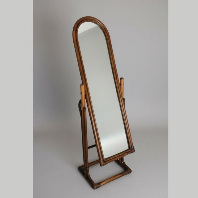 Brown Vintage French Rattan Cheval Mirror, 1960s For Sale - Image 8 of 18