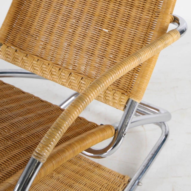 Wicker and Chrome Chaise Longue, 1970s For Sale - Image 13 of 17