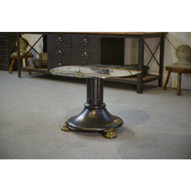 Glass Neo-Classical Cast Iron and Verre Églomisé Coffee Table, 1940s For Sale - Image 7 of 10