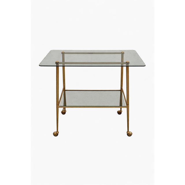 Gold Vintage Glass and Gilt Serving Cart, 1970s For Sale - Image 8 of 8