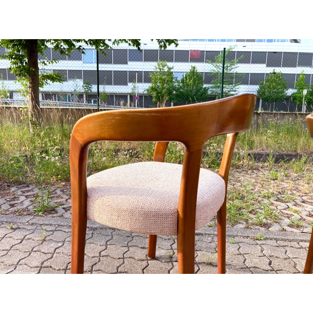 Mid-Century Round Walnut Chair, 1960s, Set of 4 For Sale - Image 9 of 13