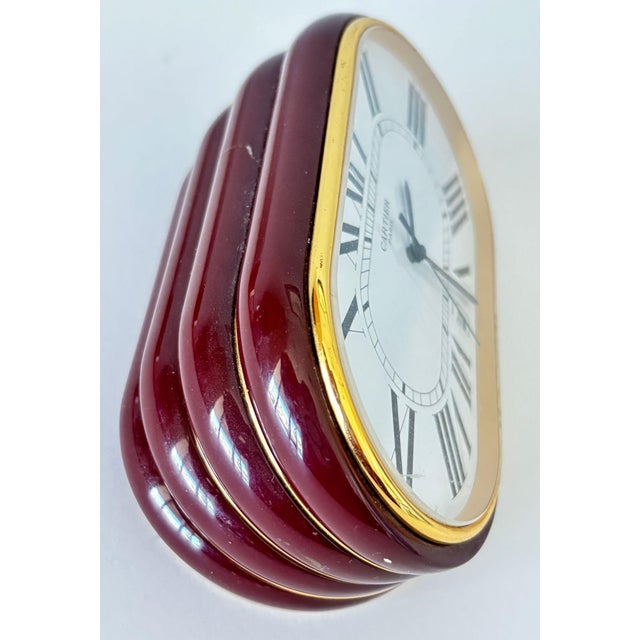 Late 20th Century Cartier Paris Accordion Clock With Date and White Roman Numeral Dial Circa 1980 For Sale - Image 5 of 12