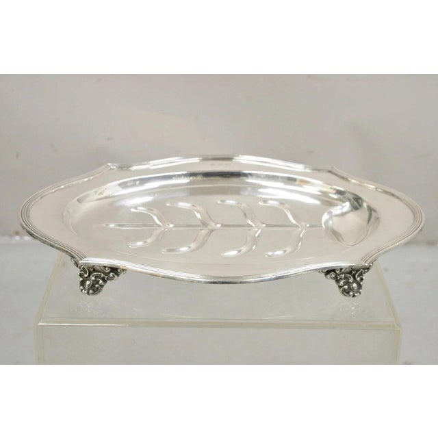 Vintage English Sheffield Meat Cutlery Serving Platter Tray "ASC" Monogram. Circa Early 20th Century. Measurements: 2" H x...