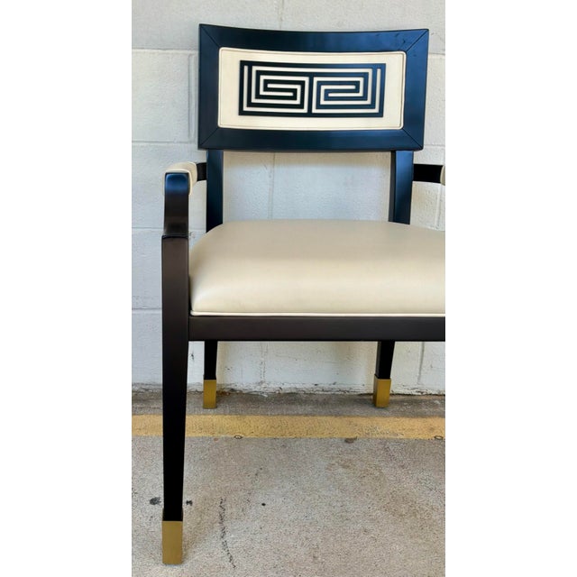 2020s Currey & Company Modern Black and Gold Greek Key Chairs Pair For Sale - Image 5 of 7