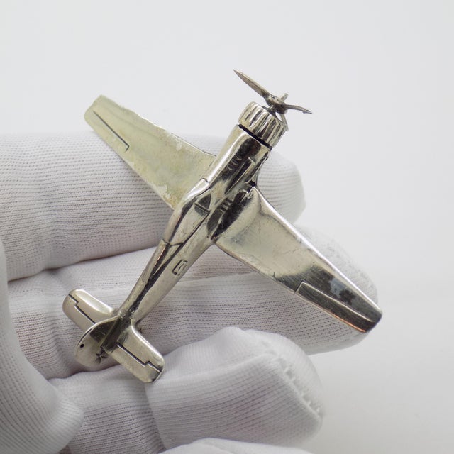 Silver Vintage Italian Handmade Genuine Silver Airplane Figurine, 1980s For Sale - Image 8 of 13