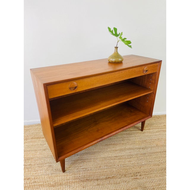Vintage 1960s Danish Modern Teak Mini Credenza Cabinet With Bookshelf For Sale - Image 11 of 16