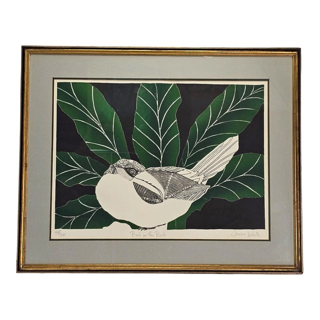 Jonna White Signed Numbered Embossed Etching Bird in the Bush Framed For Sale