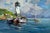 Oil Painting Pier at the Lighthouse Yuriy Suprunchuk For Sale