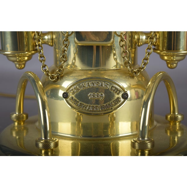 Nautical Gold-Plated Table Lamp with Glass Dome Shade, 1980s For Sale - Image 12 of 18