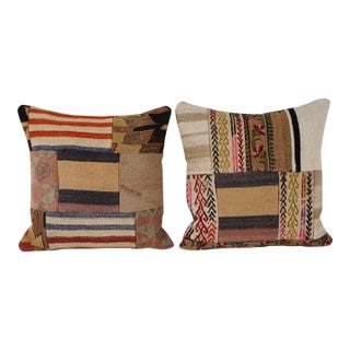 Patchwork Kilim Pillow Cover - A Pair For Sale