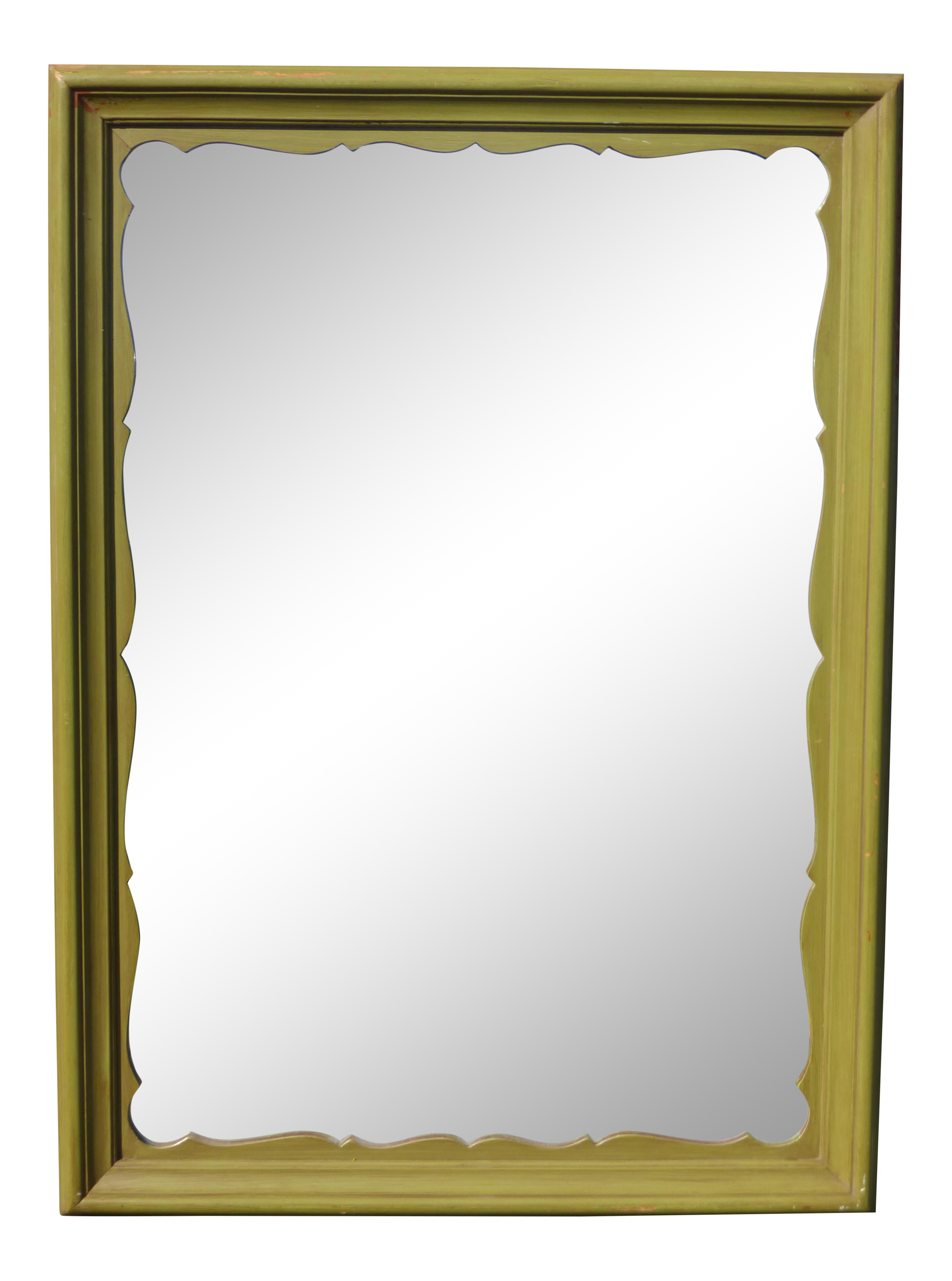 Vintage Farmhouse Chic Solid Wood Wall Mantle Mirror Green Decorative Edge - image 0