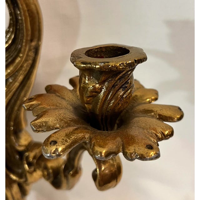 Metal Vintage Mid-Century Hollywood Regency Baroque Style Candle Sconce For Sale - Image 7 of 10