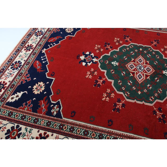 Vintage Hand-Knotted Oushak Rug With Central Medallion Pure Wool & Natural Dyes -7' X 9' 1'' For Sale - Image 9 of 11