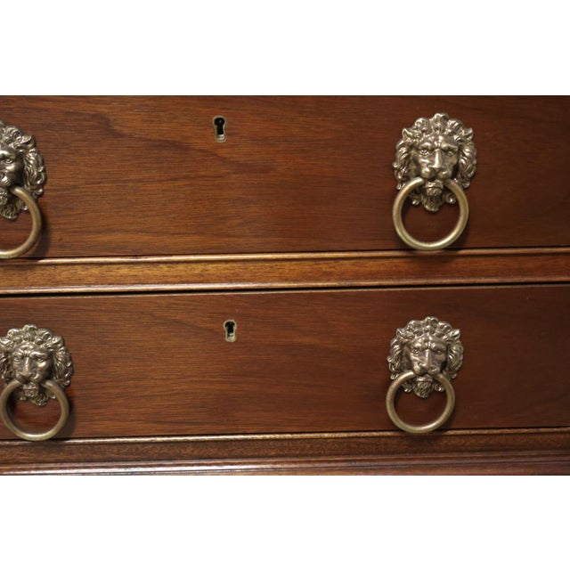 1980s Baker Historic Charleston Mahogany Tall Chest With Lion Head Pulls For Sale In Raleigh - Image 6 of 10