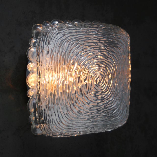 Mid-century wall or ceiling lamp. metal base with clear glass. 1960-1970 2x e27 / e26 i have official proof of...