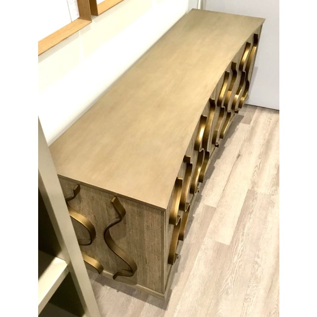 Modern Grasscloth Wave Media Cabinet For Sale - Image 4 of 8