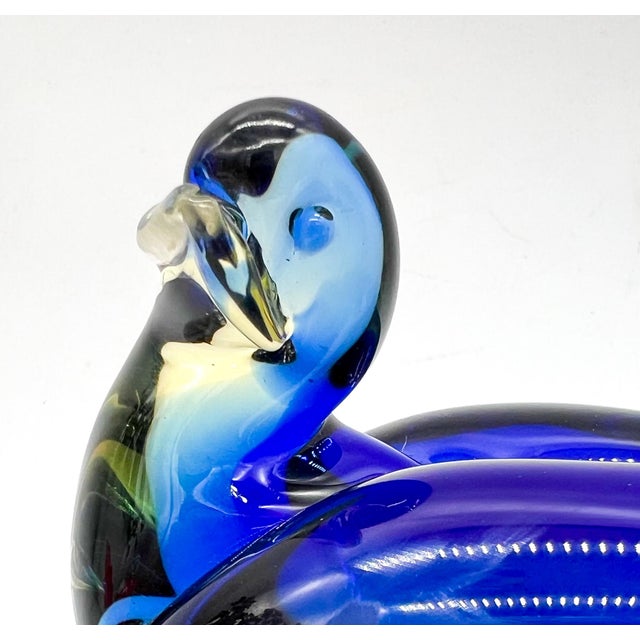 Glass 20th Century Somerso Murano Glass Bird- Blue and Yellow For Sale - Image 7 of 10