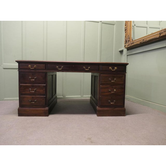 Large Victorian Pedestal Desk For Sale - Image 3 of 8