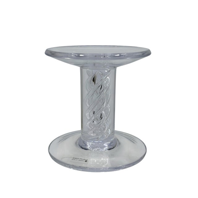 Transparent Simon Pearce Signed Stratton Hand-Blown Pillar Air Twist Candle Holder For Sale - Image 8 of 9