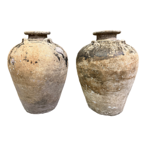 Pair of Antique Mediterranean Terracotta Olive Jars, C. 1880