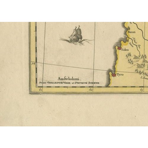 Hand-Colored Engraved Map of Syria from Valk & Schenk, Amsterdam, 1700 For Sale - Image 10 of 11