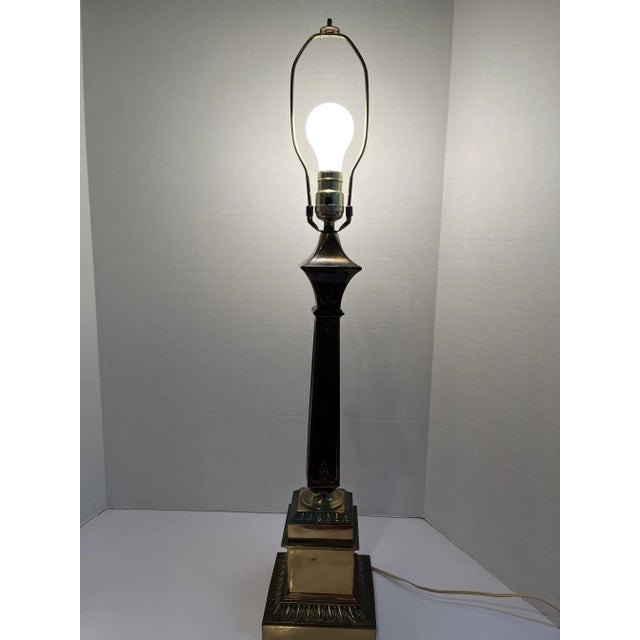 Tall Late 20th Century Neoclassical Accented Brass Lamp For Sale - Image 9 of 9