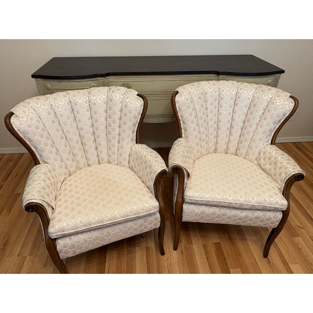 Wood 1940s French Louis XV Upholtersed Lounge Chairs - A Pair For Sale - Image 7 of 7