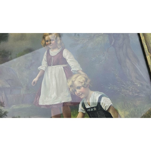 Art Nouveau, Children Fishing, 1890s, Chromolithograph For Sale - Image 6 of 15