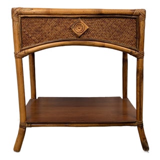 Vintage Bamboo and Rattan Nightstand For Sale
