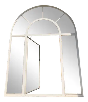 1920s Metal Case Arched Window With Bronze Hardware