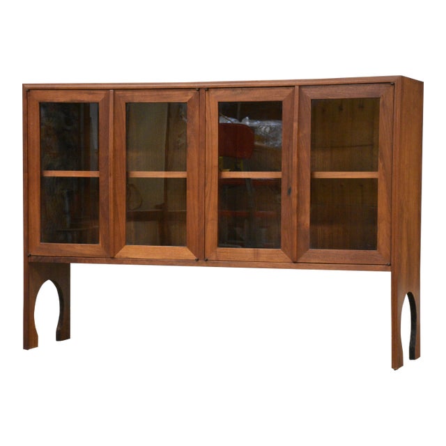 1960s Walnut Bookcase Display Cabinet For Sale