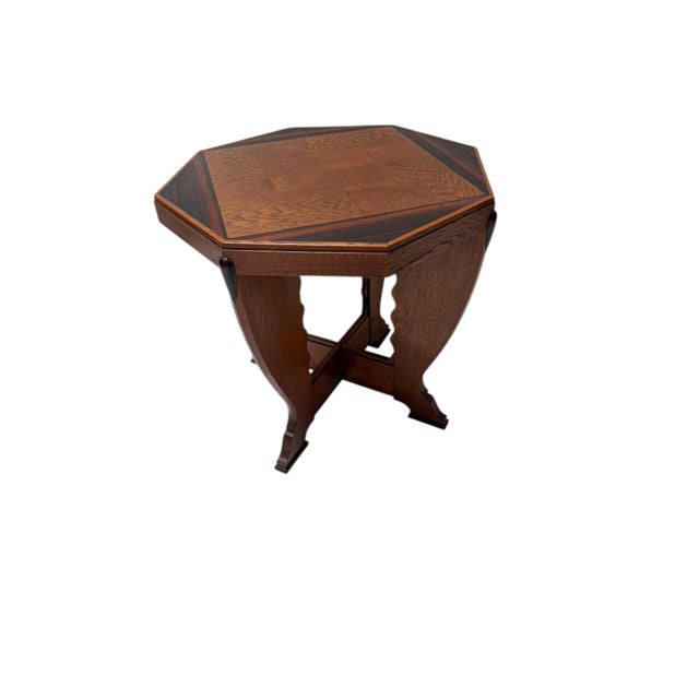 Brown Art Deco Amsterdamse School Coffee Table in Oak, 1920s For Sale - Image 8 of 14