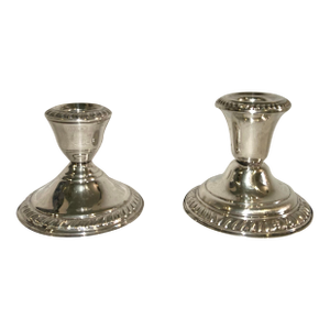 Vintage Sterling Silver Weighted Candlestick Holders - An Unmatched Pair